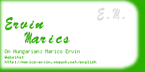 ervin marics business card